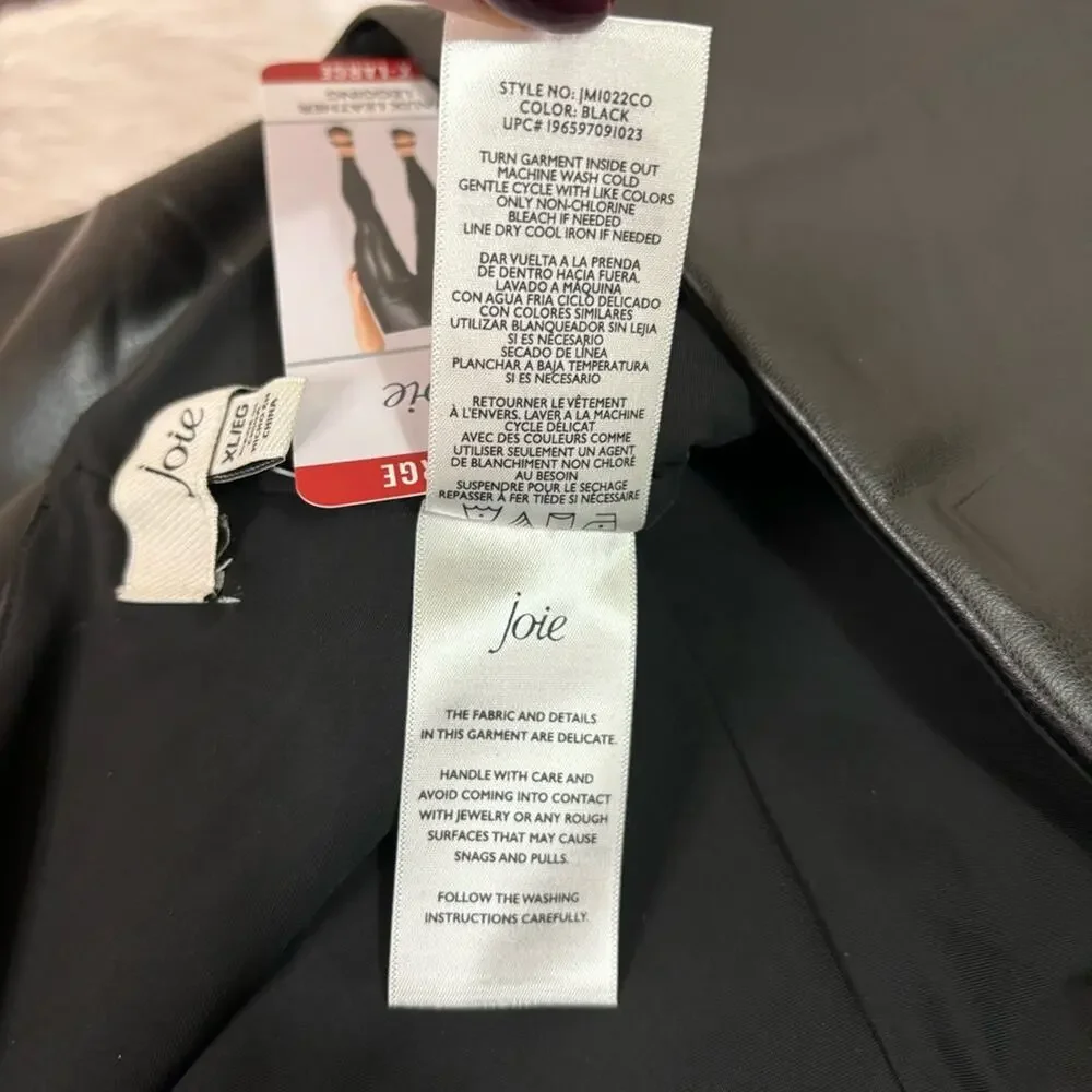 NWT Joie High-Rise Black Faux Leather Leggings Size XL 1218